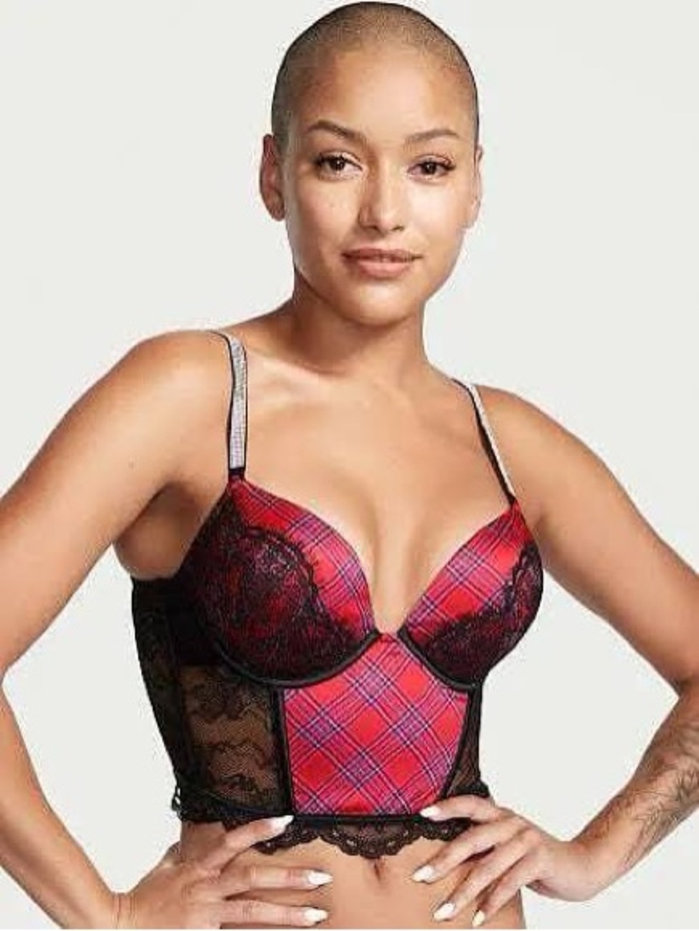 ‼️Victorias Secret‼️Very Sexy Women's Pink Plaid Lace Push Up Bra Top 32C
